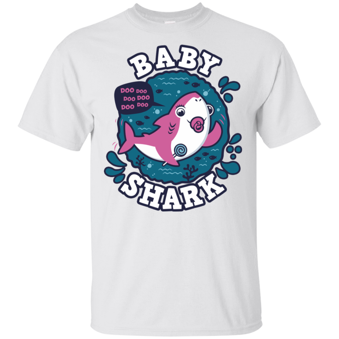 T-Shirts White / S Shark Family trazo - Baby Girl chupete T-Shirt