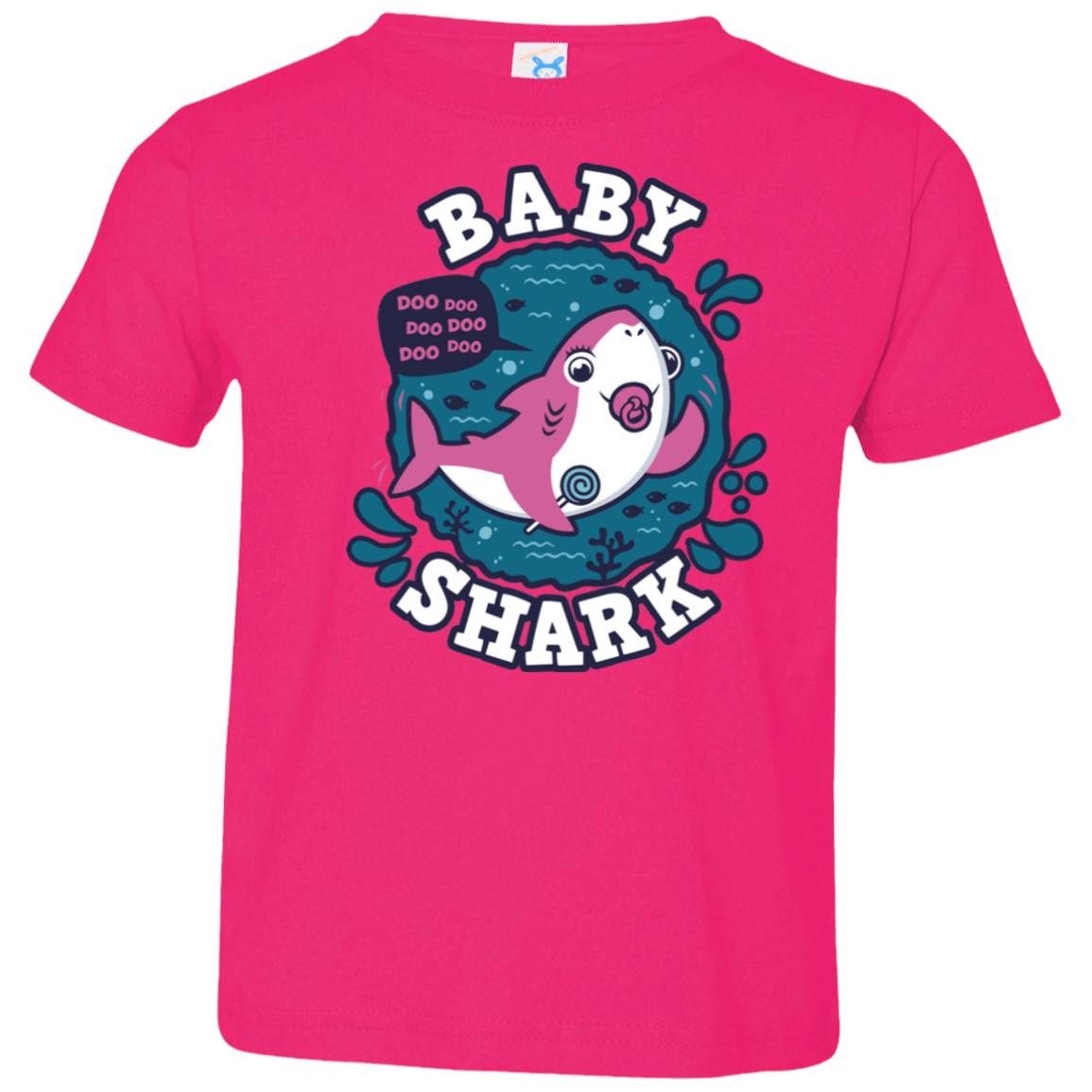 T-Shirts Hot Pink / 2T Shark Family trazo - Baby Girl chupete Toddler Premium T-Shirt