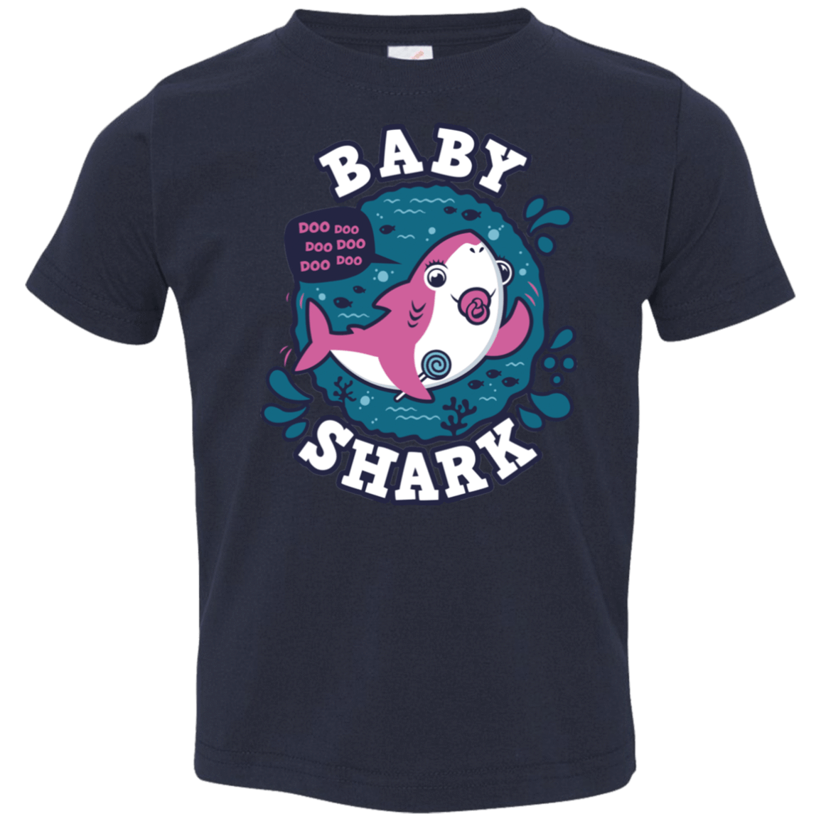 T-Shirts Navy / 2T Shark Family trazo - Baby Girl chupete Toddler Premium T-Shirt