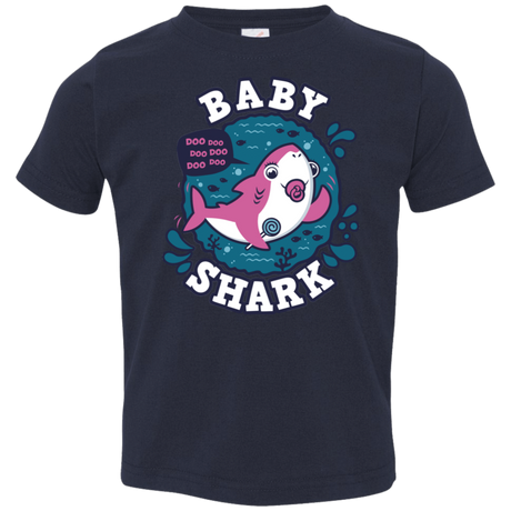 T-Shirts Navy / 2T Shark Family trazo - Baby Girl chupete Toddler Premium T-Shirt