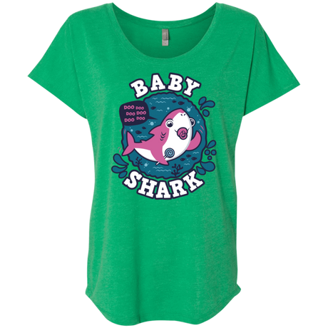 T-Shirts Envy / X-Small Shark Family trazo - Baby Girl chupete Triblend Dolman Sleeve