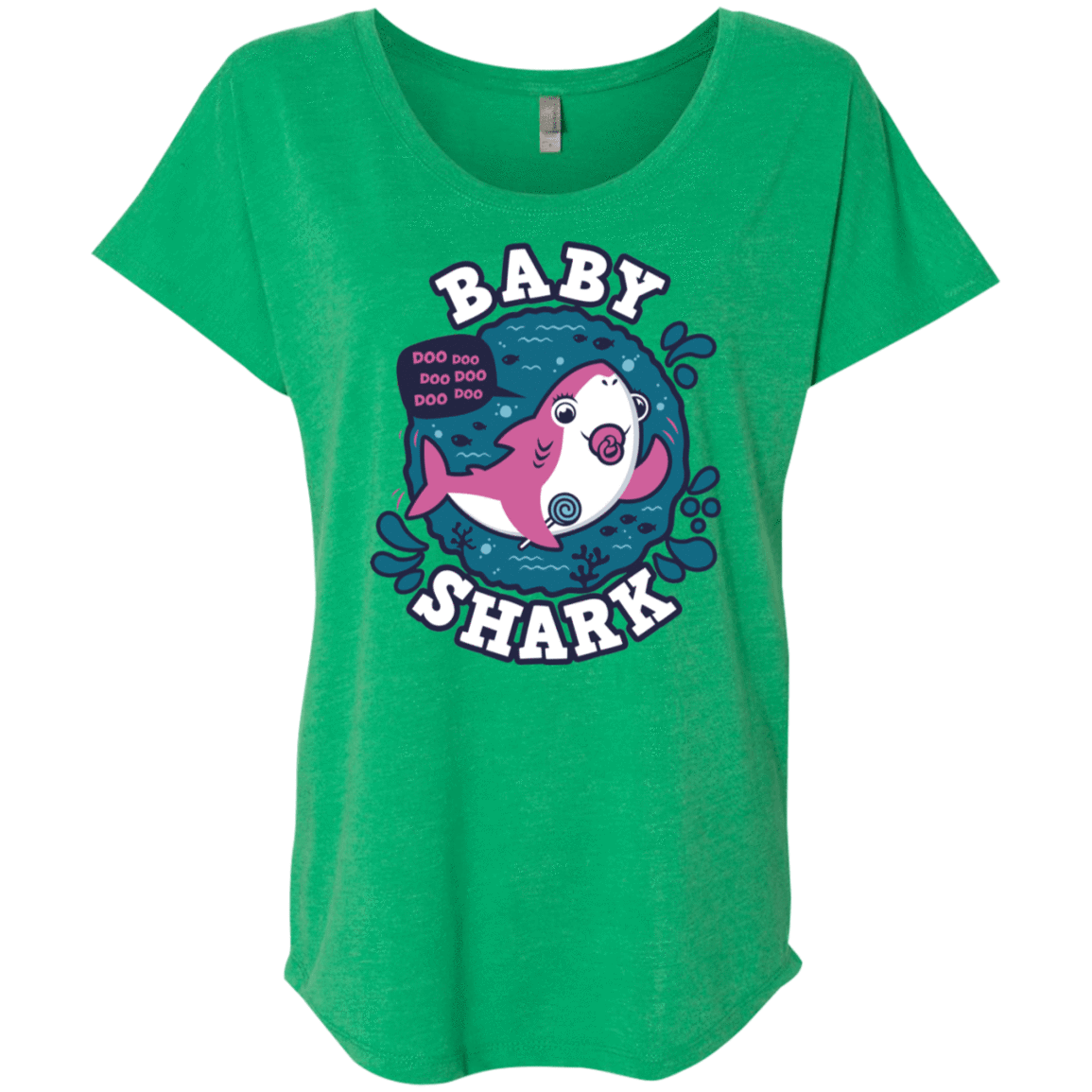 T-Shirts Envy / X-Small Shark Family trazo - Baby Girl chupete Triblend Dolman Sleeve