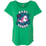 T-Shirts Envy / X-Small Shark Family trazo - Baby Girl chupete Triblend Dolman Sleeve