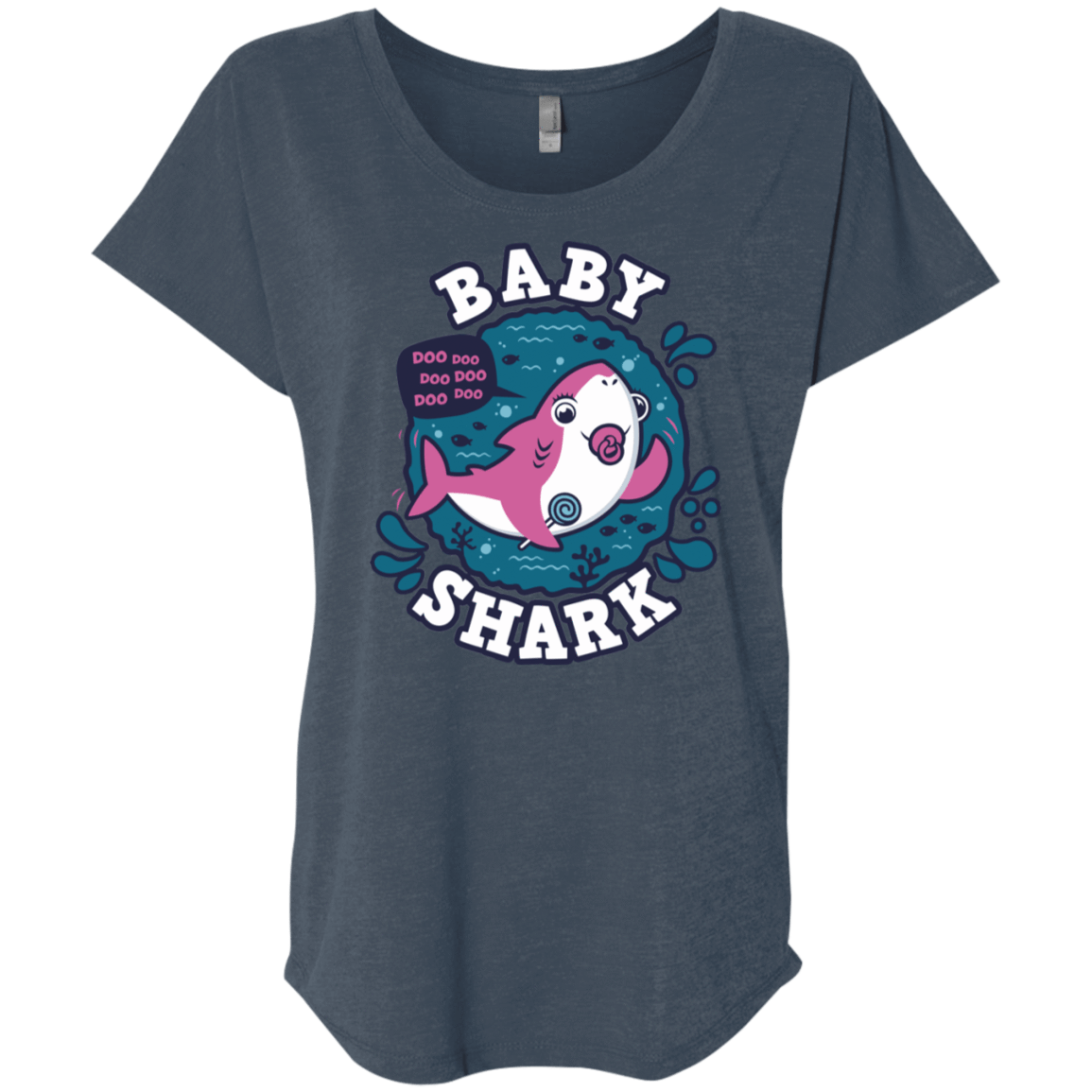 T-Shirts Indigo / X-Small Shark Family trazo - Baby Girl chupete Triblend Dolman Sleeve