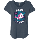 T-Shirts Indigo / X-Small Shark Family trazo - Baby Girl chupete Triblend Dolman Sleeve