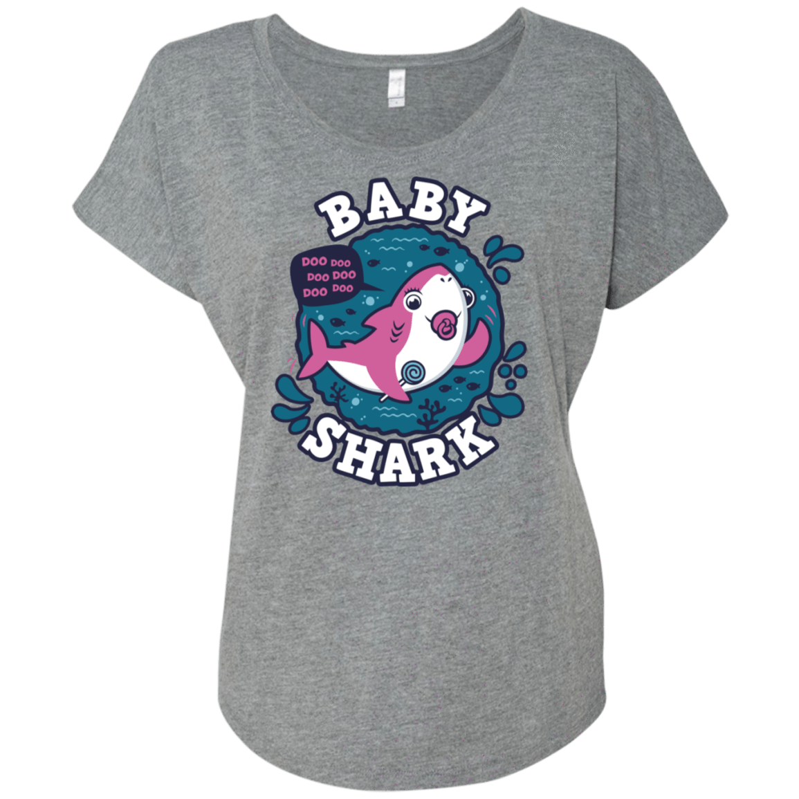 T-Shirts Premium Heather / X-Small Shark Family trazo - Baby Girl chupete Triblend Dolman Sleeve