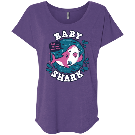 T-Shirts Purple Rush / X-Small Shark Family trazo - Baby Girl chupete Triblend Dolman Sleeve