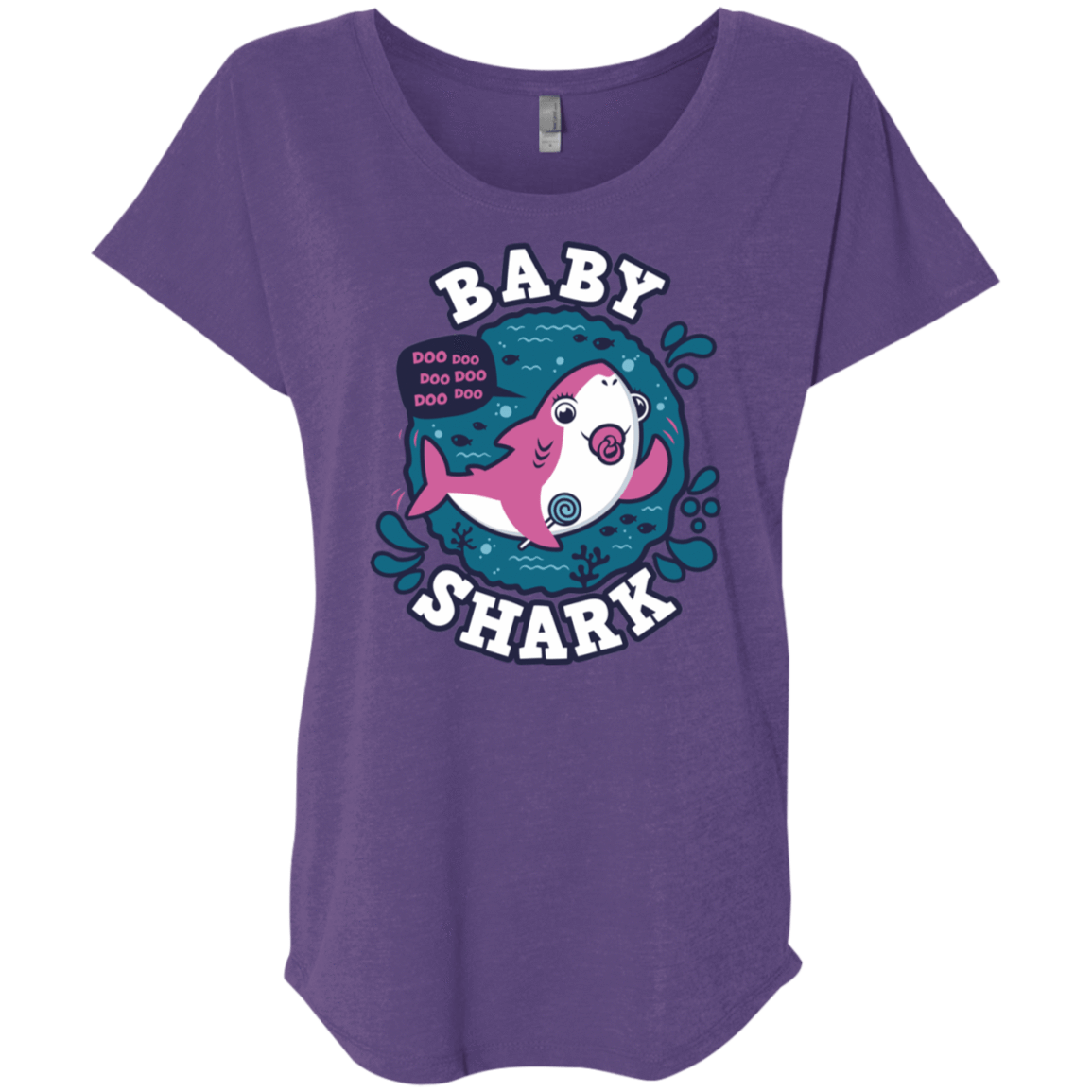 T-Shirts Purple Rush / X-Small Shark Family trazo - Baby Girl chupete Triblend Dolman Sleeve