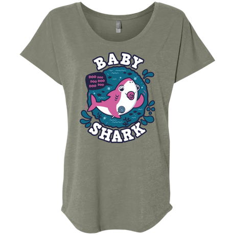 T-Shirts Venetian Grey / X-Small Shark Family trazo - Baby Girl chupete Triblend Dolman Sleeve