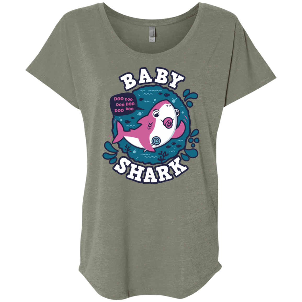 T-Shirts Venetian Grey / X-Small Shark Family trazo - Baby Girl chupete Triblend Dolman Sleeve