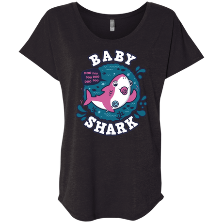T-Shirts Vintage Black / X-Small Shark Family trazo - Baby Girl chupete Triblend Dolman Sleeve