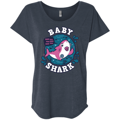 T-Shirts Vintage Navy / X-Small Shark Family trazo - Baby Girl chupete Triblend Dolman Sleeve