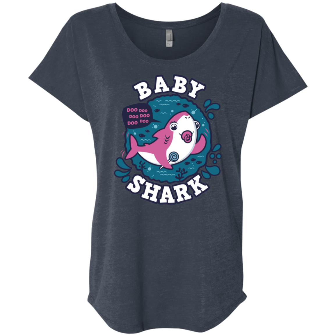 T-Shirts Vintage Navy / X-Small Shark Family trazo - Baby Girl chupete Triblend Dolman Sleeve