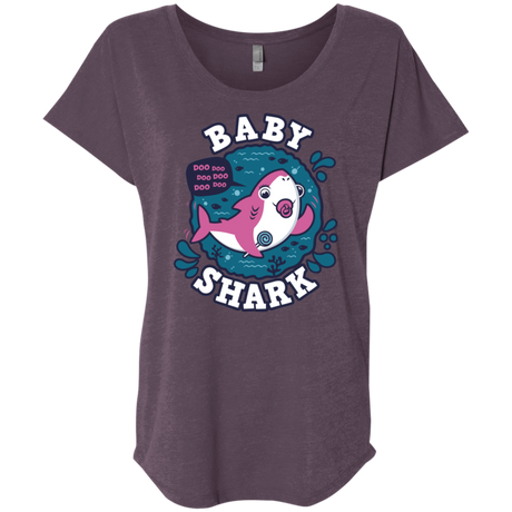 T-Shirts Vintage Purple / X-Small Shark Family trazo - Baby Girl chupete Triblend Dolman Sleeve