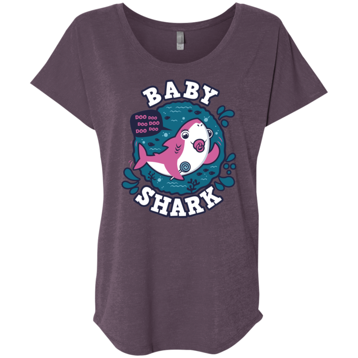 T-Shirts Vintage Purple / X-Small Shark Family trazo - Baby Girl chupete Triblend Dolman Sleeve