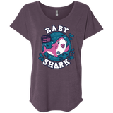T-Shirts Vintage Purple / X-Small Shark Family trazo - Baby Girl chupete Triblend Dolman Sleeve