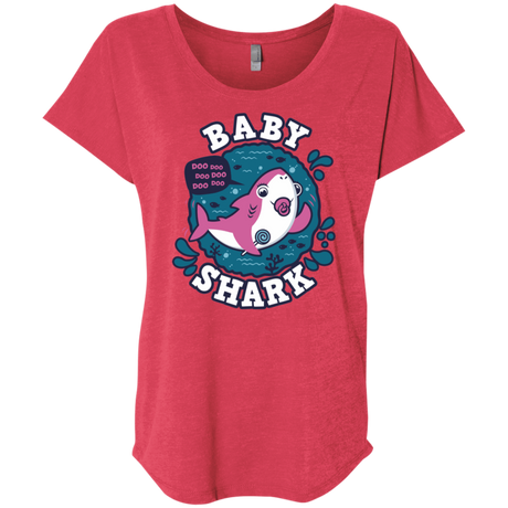 T-Shirts Vintage Red / X-Small Shark Family trazo - Baby Girl chupete Triblend Dolman Sleeve