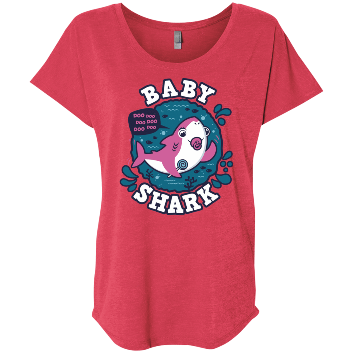 T-Shirts Vintage Red / X-Small Shark Family trazo - Baby Girl chupete Triblend Dolman Sleeve
