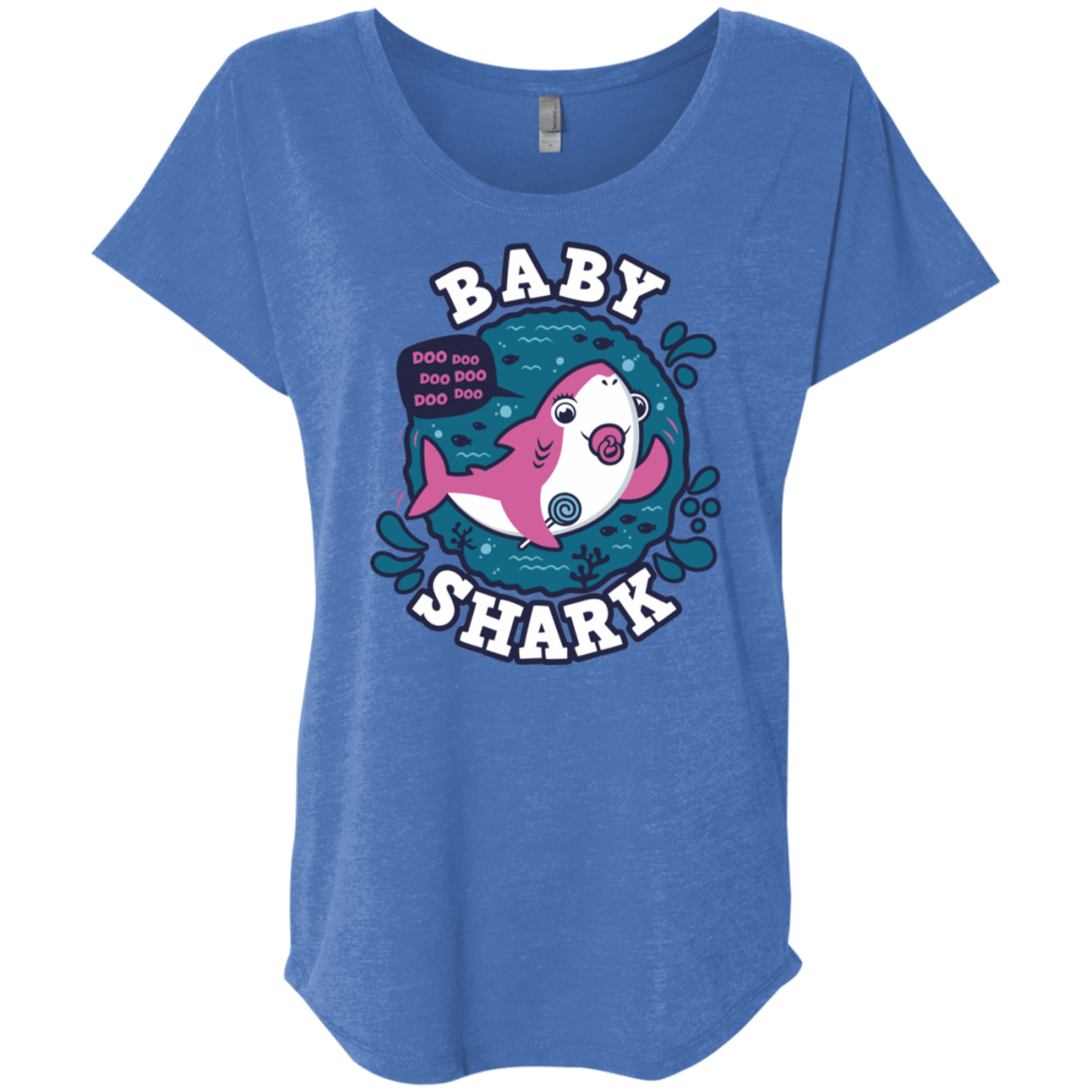 T-Shirts Vintage Royal / X-Small Shark Family trazo - Baby Girl chupete Triblend Dolman Sleeve