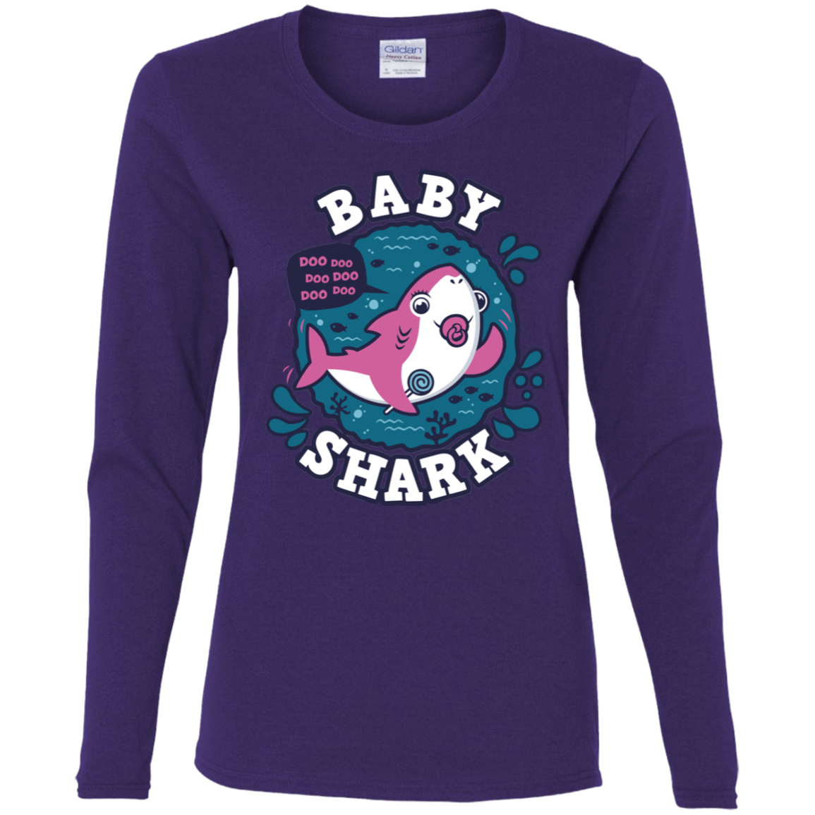 T-Shirts Purple / S Shark Family trazo - Baby Girl chupete Women's Long Sleeve T-Shirt