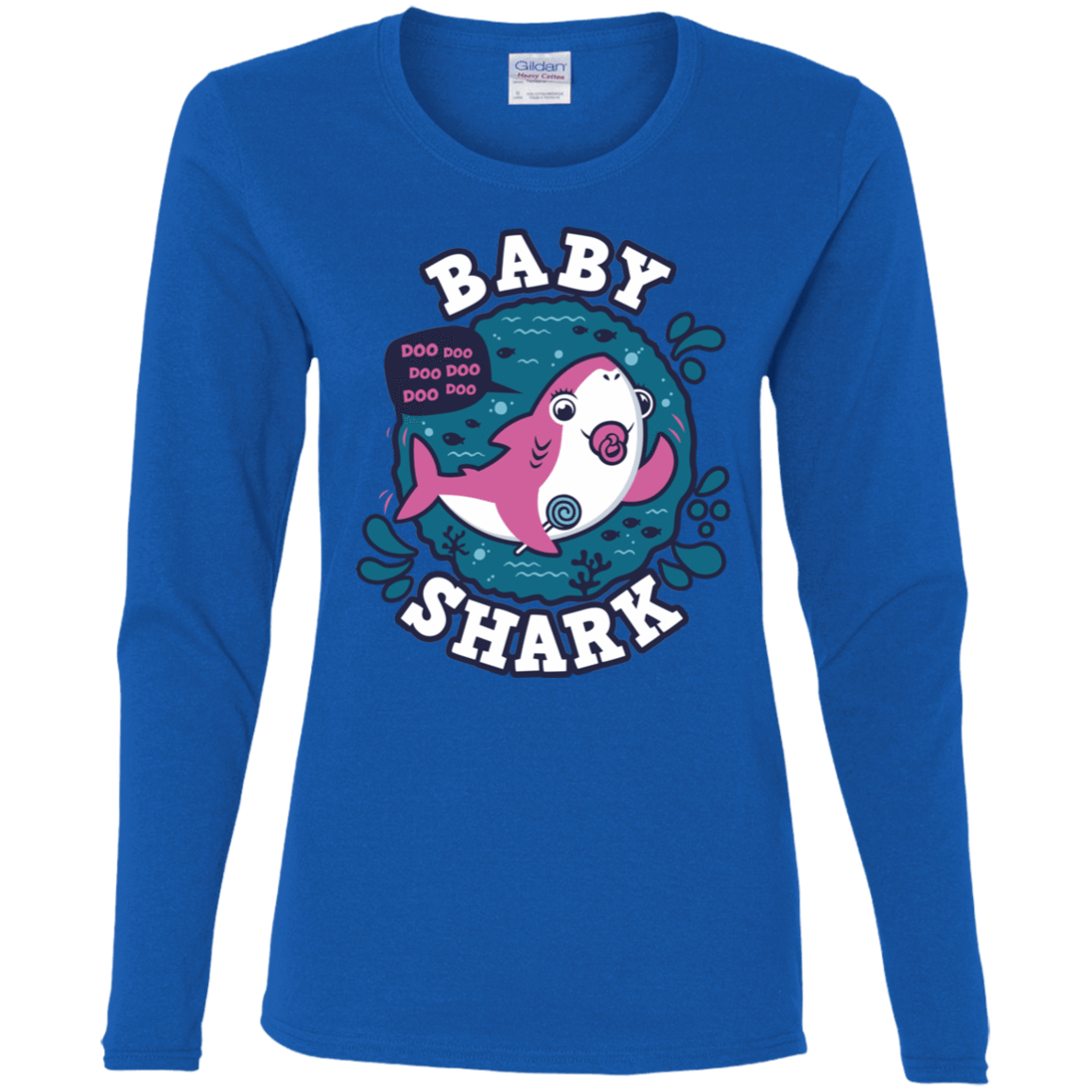 T-Shirts Royal / S Shark Family trazo - Baby Girl chupete Women's Long Sleeve T-Shirt