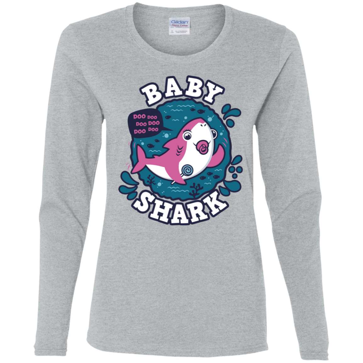 T-Shirts Sport Grey / S Shark Family trazo - Baby Girl chupete Women's Long Sleeve T-Shirt