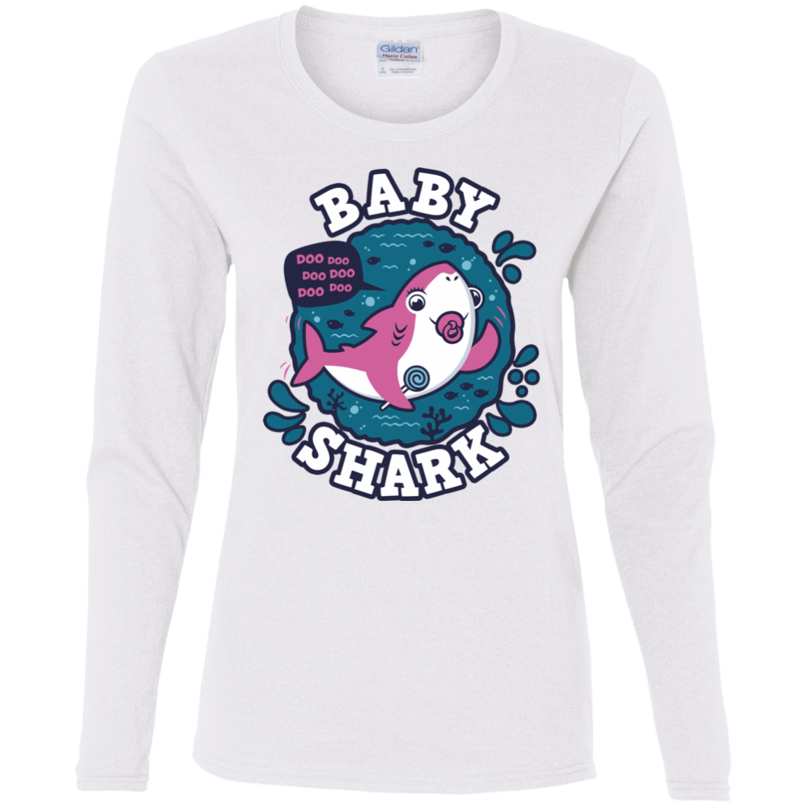 T-Shirts White / S Shark Family trazo - Baby Girl chupete Women's Long Sleeve T-Shirt