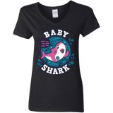 T-Shirts Black / S Shark Family trazo - Baby Girl chupete Women's V-Neck T-Shirt