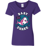 T-Shirts Purple / S Shark Family trazo - Baby Girl chupete Women's V-Neck T-Shirt