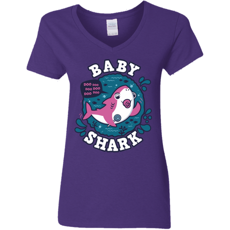 T-Shirts Purple / S Shark Family trazo - Baby Girl chupete Women's V-Neck T-Shirt