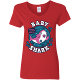 T-Shirts Red / S Shark Family trazo - Baby Girl chupete Women's V-Neck T-Shirt