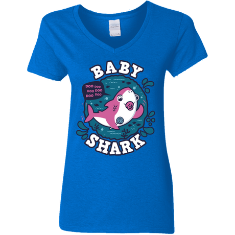 T-Shirts Royal / S Shark Family trazo - Baby Girl chupete Women's V-Neck T-Shirt