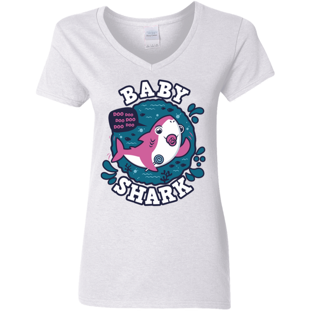 T-Shirts White / S Shark Family trazo - Baby Girl chupete Women's V-Neck T-Shirt