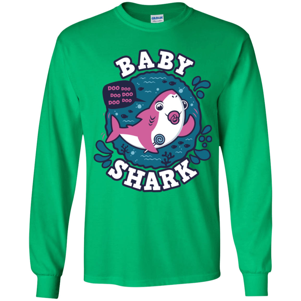 T-Shirts Irish Green / YS Shark Family trazo - Baby Girl chupete Youth Long Sleeve T-Shirt