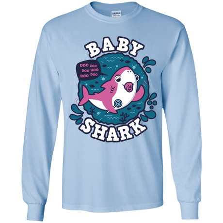 T-Shirts Light Blue / YS Shark Family trazo - Baby Girl chupete Youth Long Sleeve T-Shirt