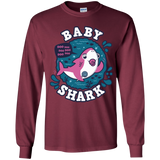 T-Shirts Maroon / YS Shark Family trazo - Baby Girl chupete Youth Long Sleeve T-Shirt