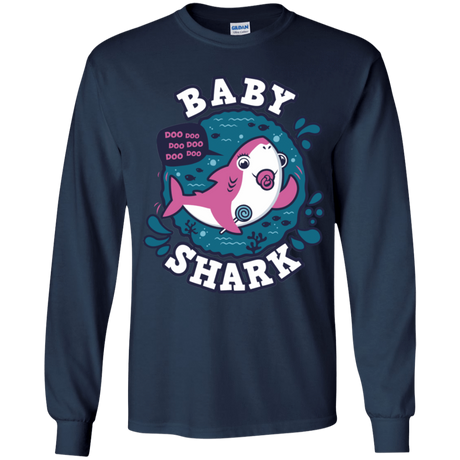 T-Shirts Navy / YS Shark Family trazo - Baby Girl chupete Youth Long Sleeve T-Shirt