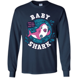 T-Shirts Navy / YS Shark Family trazo - Baby Girl chupete Youth Long Sleeve T-Shirt