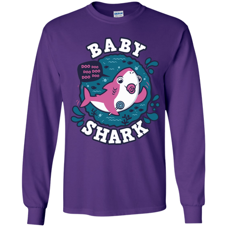T-Shirts Purple / YS Shark Family trazo - Baby Girl chupete Youth Long Sleeve T-Shirt