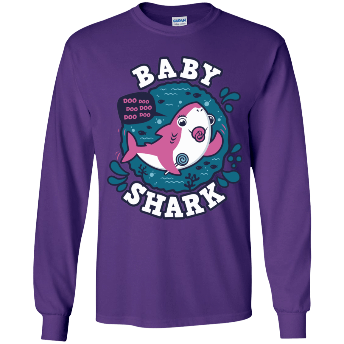 T-Shirts Purple / YS Shark Family trazo - Baby Girl chupete Youth Long Sleeve T-Shirt