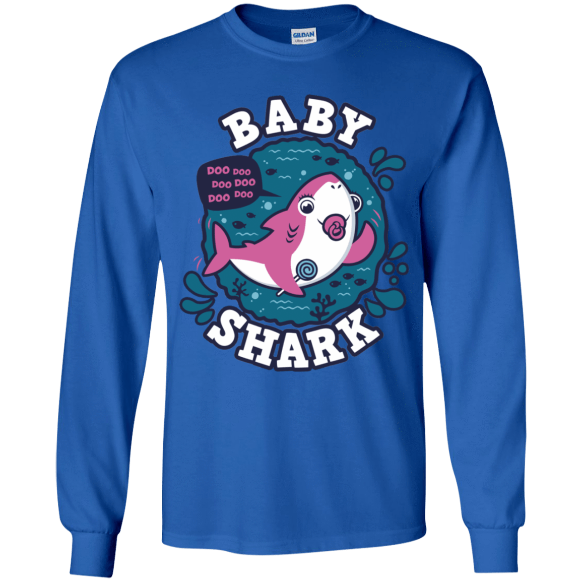 T-Shirts Royal / YS Shark Family trazo - Baby Girl chupete Youth Long Sleeve T-Shirt