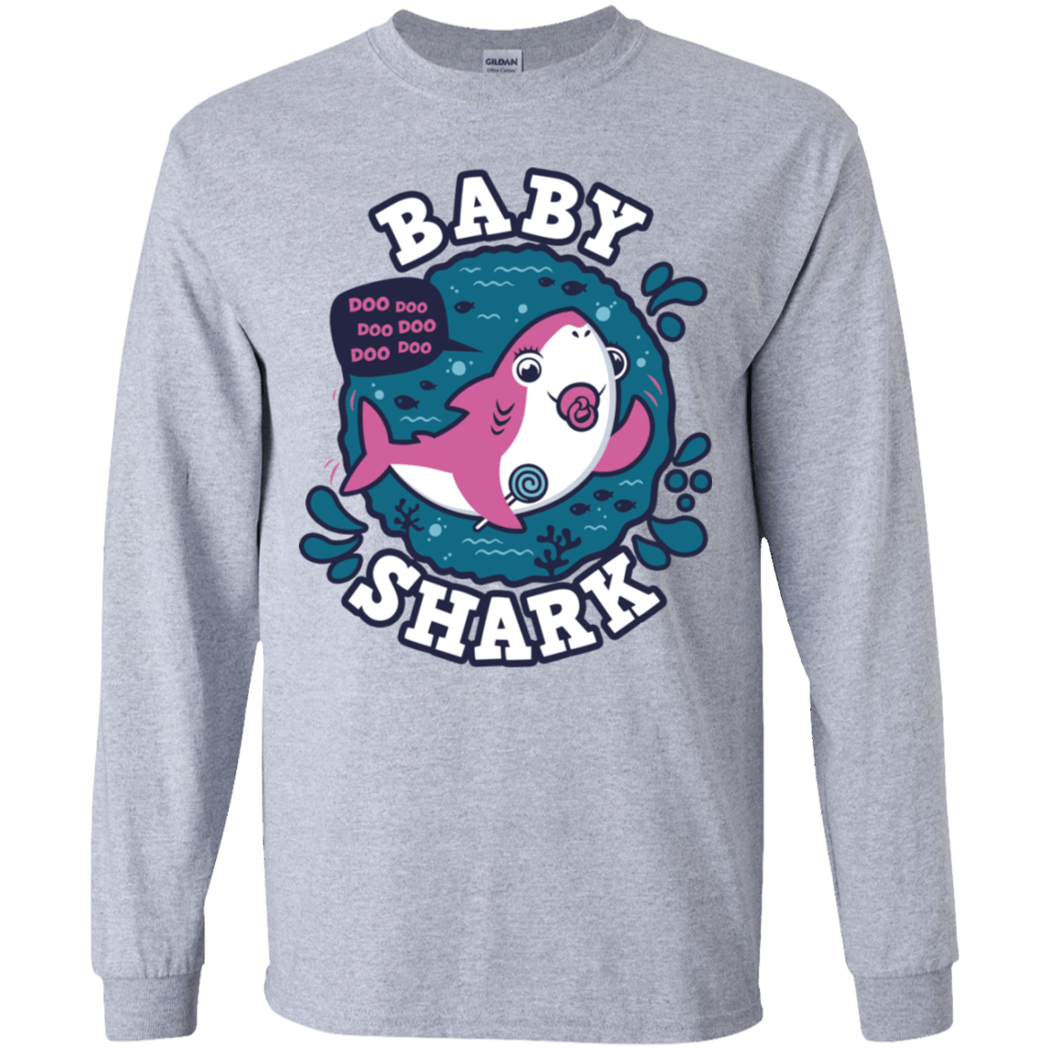 T-Shirts Sport Grey / YS Shark Family trazo - Baby Girl chupete Youth Long Sleeve T-Shirt