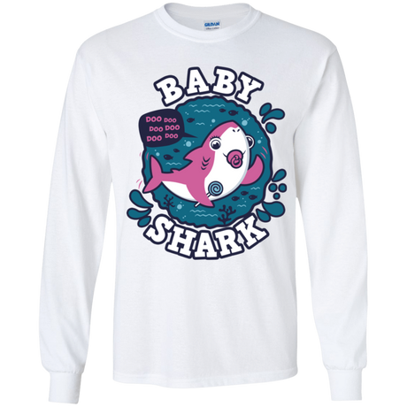T-Shirts White / YS Shark Family trazo - Baby Girl chupete Youth Long Sleeve T-Shirt
