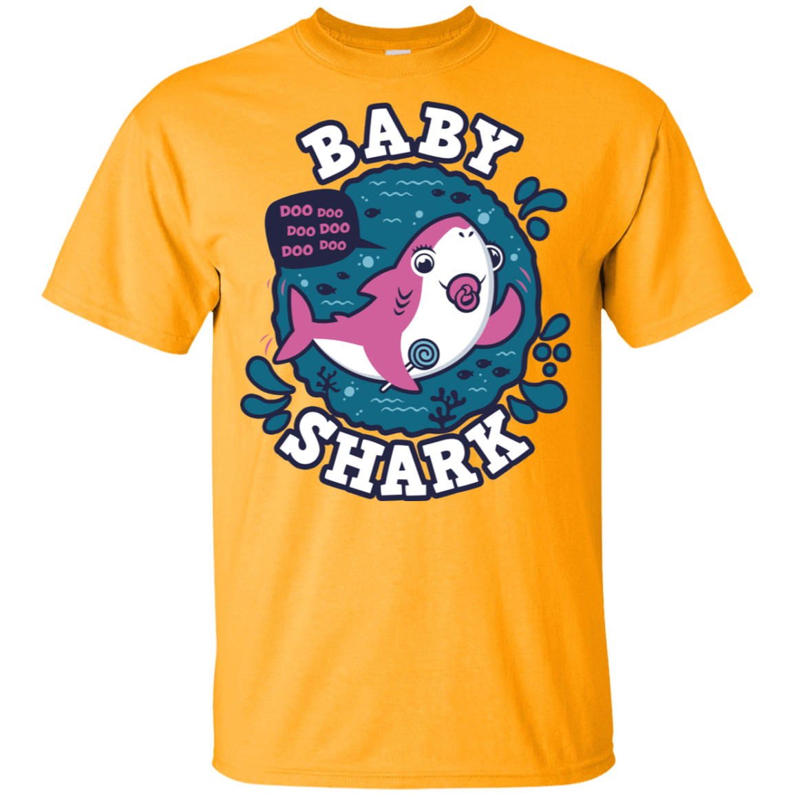 T-Shirts Gold / YXS Shark Family trazo - Baby Girl chupete Youth T-Shirt