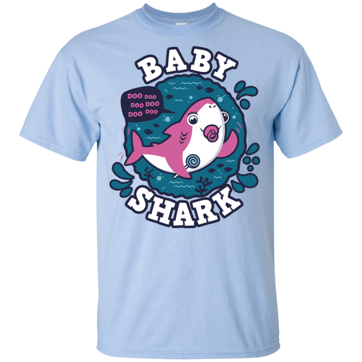 T-Shirts Light Blue / YXS Shark Family trazo - Baby Girl chupete Youth T-Shirt