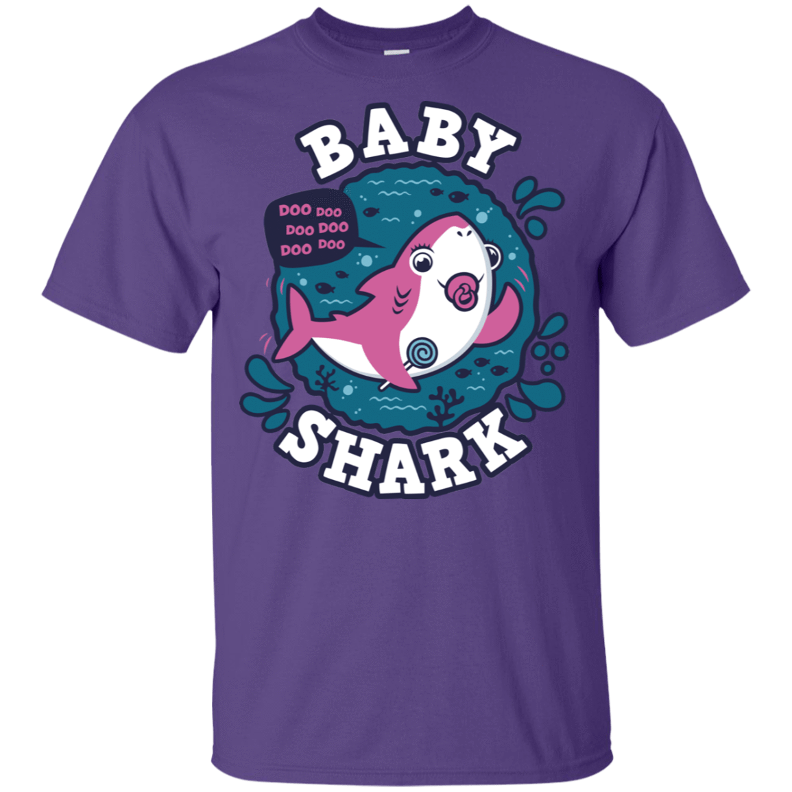 T-Shirts Purple / YXS Shark Family trazo - Baby Girl chupete Youth T-Shirt