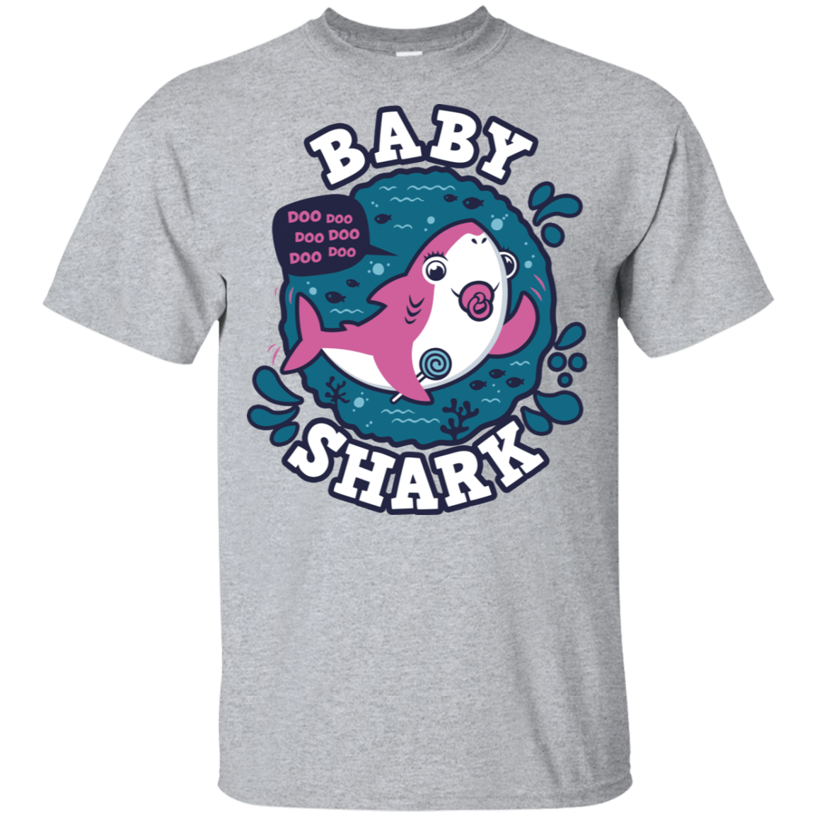 T-Shirts Sport Grey / YXS Shark Family trazo - Baby Girl chupete Youth T-Shirt