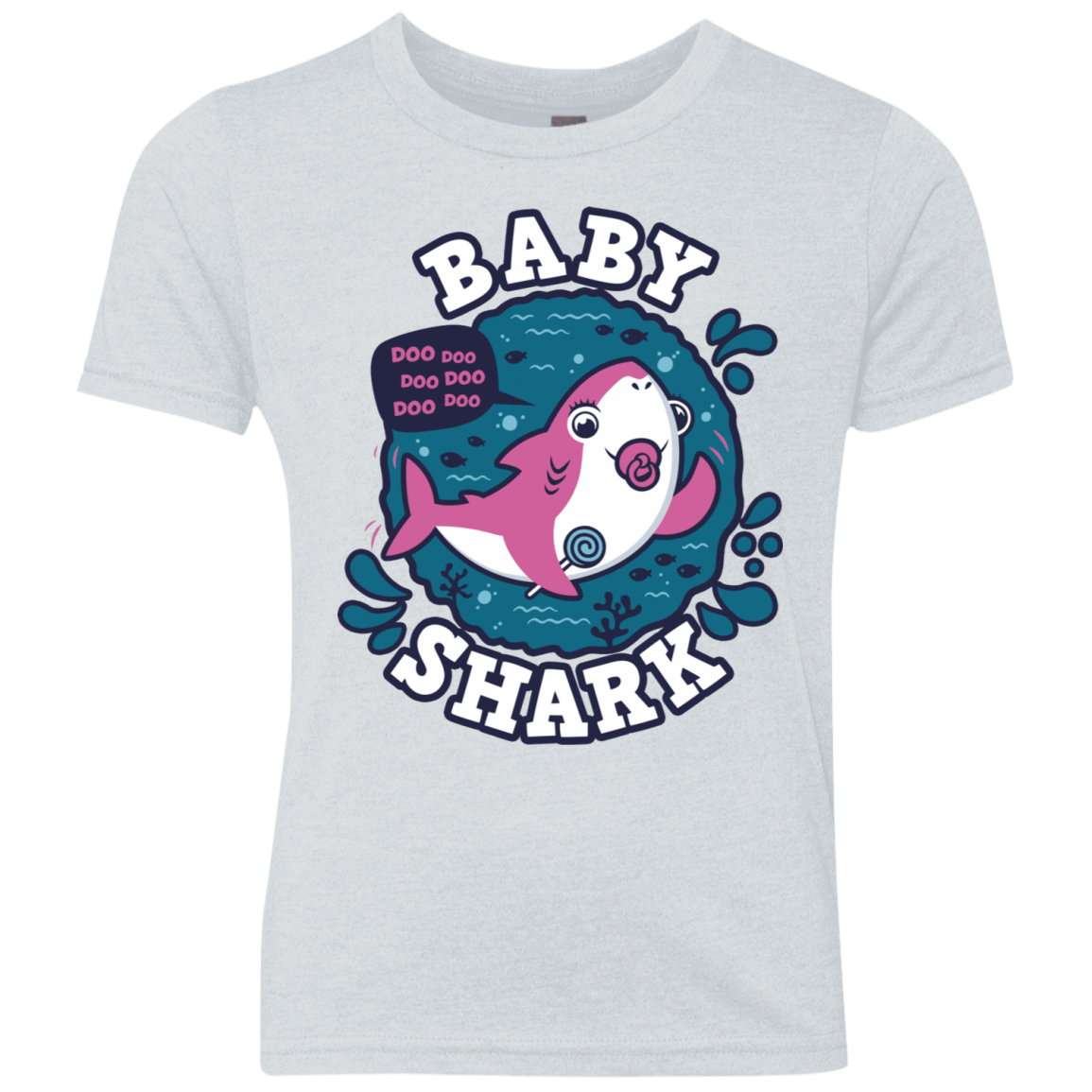 T-Shirts Heather White / YXS Shark Family trazo - Baby Girl chupete Youth Triblend T-Shirt