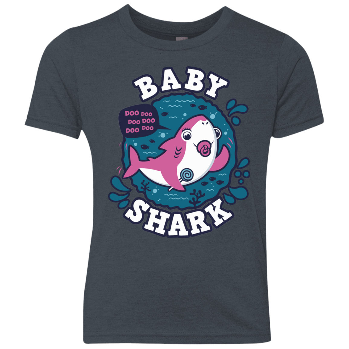 T-Shirts Vintage Navy / YXS Shark Family trazo - Baby Girl chupete Youth Triblend T-Shirt