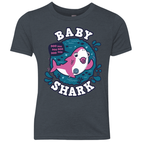 T-Shirts Vintage Navy / YXS Shark Family trazo - Baby Girl chupete Youth Triblend T-Shirt